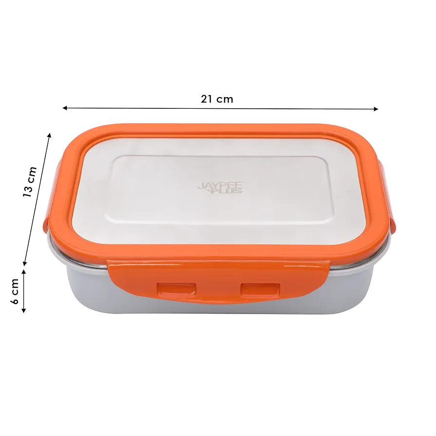 Jaypee Plus Captain Inner Stainless Steel Lunch Box for School Kids|Suitable for Office & Picnic |BPA Free |Spillproof Tiffin Box|Microwave Safe Without Lid |Orange,500 ml
